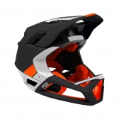 Capacete Fox Full Face Profame - Blocked Preto Branco Laranja