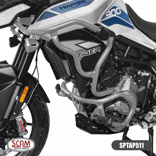 Protetor de Motor e Carenagem com Pedaleira Scam Triumph Tiger 900 - Prata