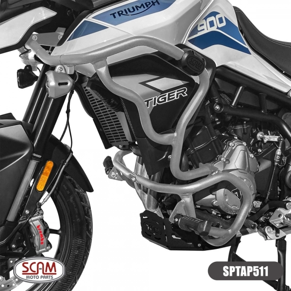 Protetor de Motor e Carenagem com Pedaleira Scam Triumph Tiger 900 - Prata