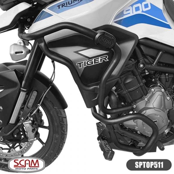 Protetor de Motor e Carenagem com Pedaleira Scam Triumph Tiger 900 - Preto