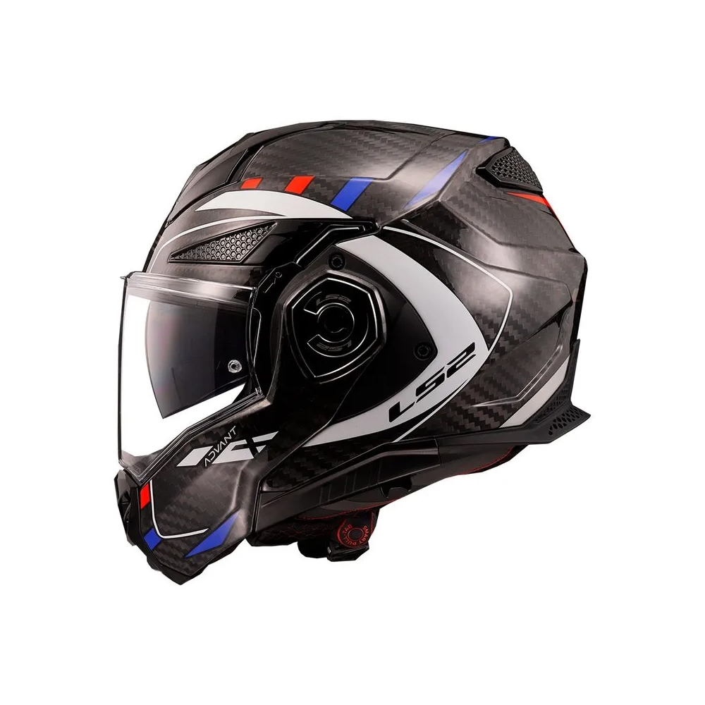 Capacete LS2 Articulado Advant X Carbon - Future Branco Azul Vermelho
