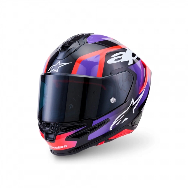 Capacete Alpinestars Sr7 Lumen Preto Roxo Vermelho