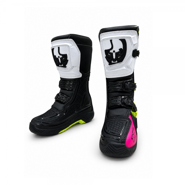 Bota IMS Robust Infantil Trilha Motocross - Preto Branco Rosa