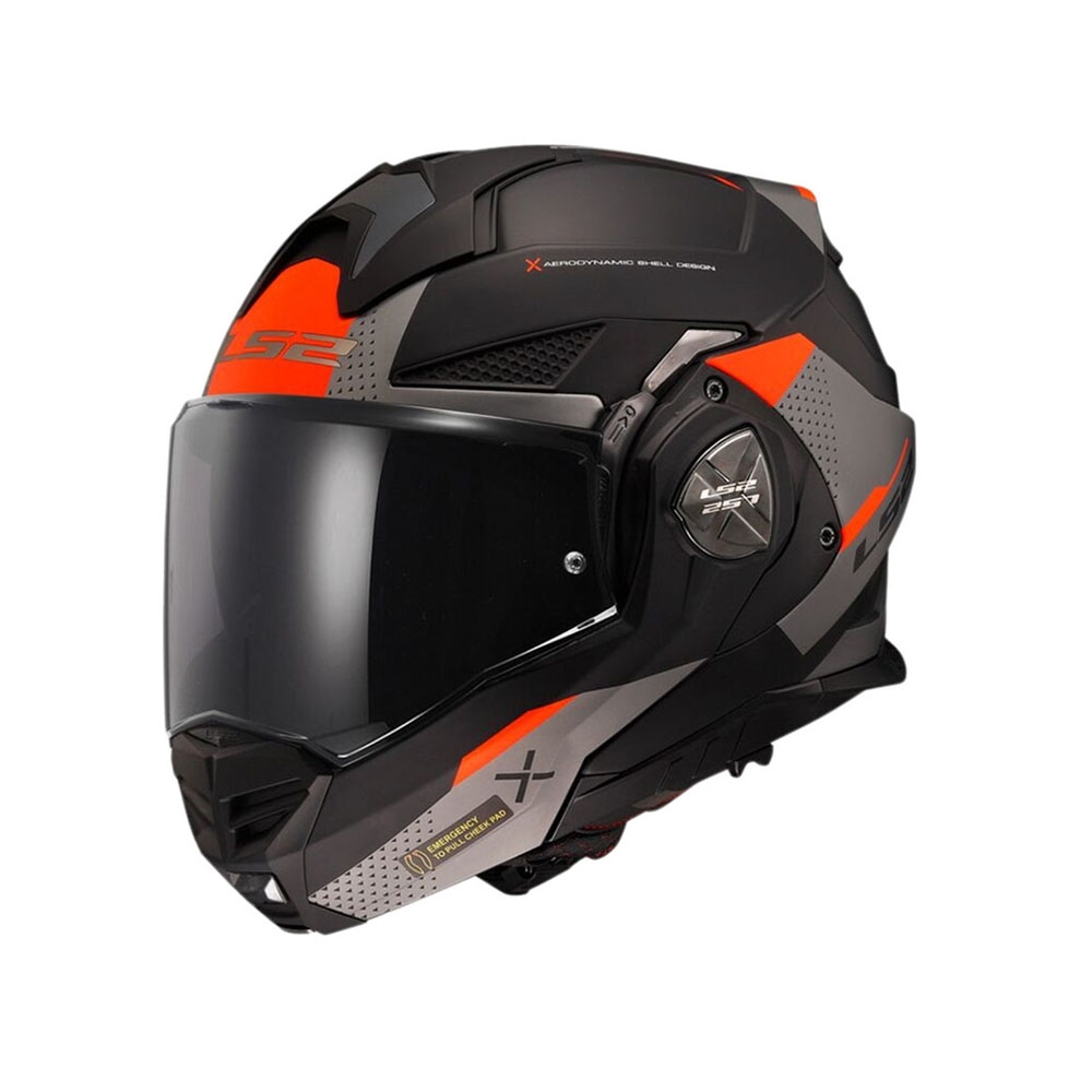 Capacete Articulado LS2 Advant X - Oblivion Preto Vermelho Fosco