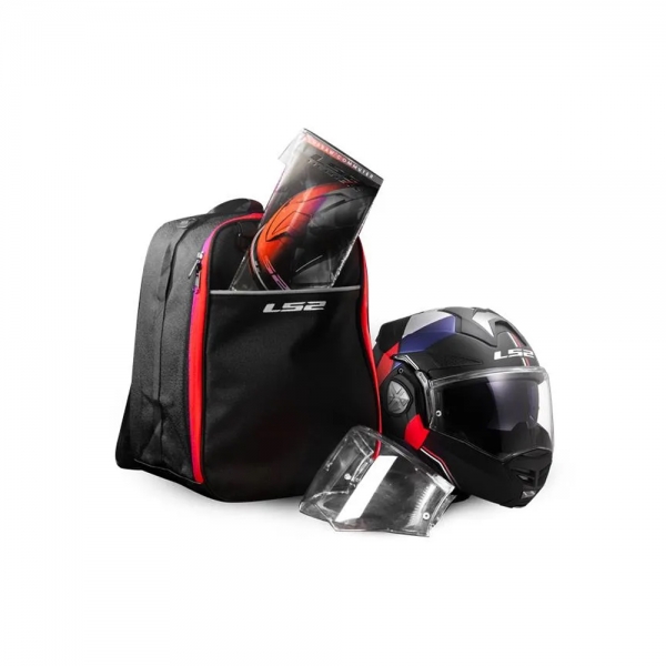 Capacete LS2 Articulado Advant X Carbon - Future Branco Azul Vermelho