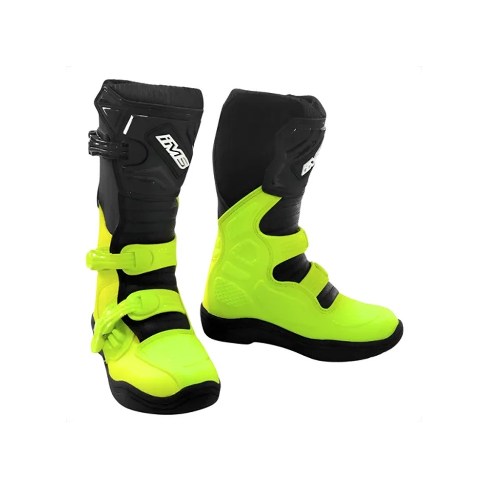 Bota IMS Track Infantil Trilha Motocross - Amarelo Fluor Preto