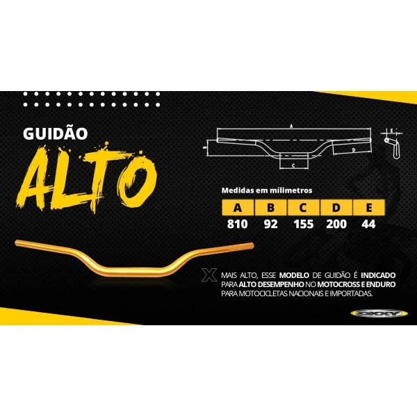 Guidão Oxxy Super Fat  Alto C/ Adaptador - Preto