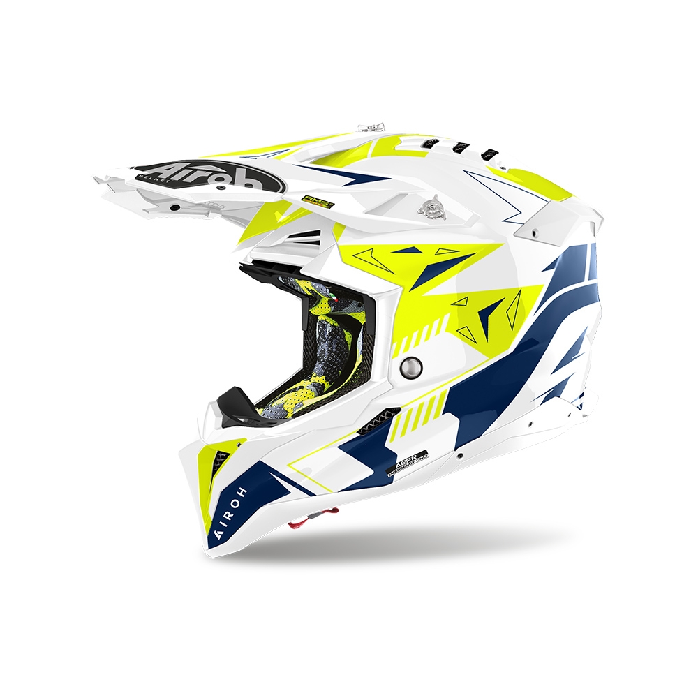 Capacete Airoh Aviator 3 - Spin 3 Yellow Blue Gloss
