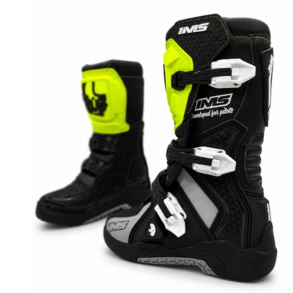 Bota IMS Robust Infantil Trilha Motocross - Preto Fluor Cinza
