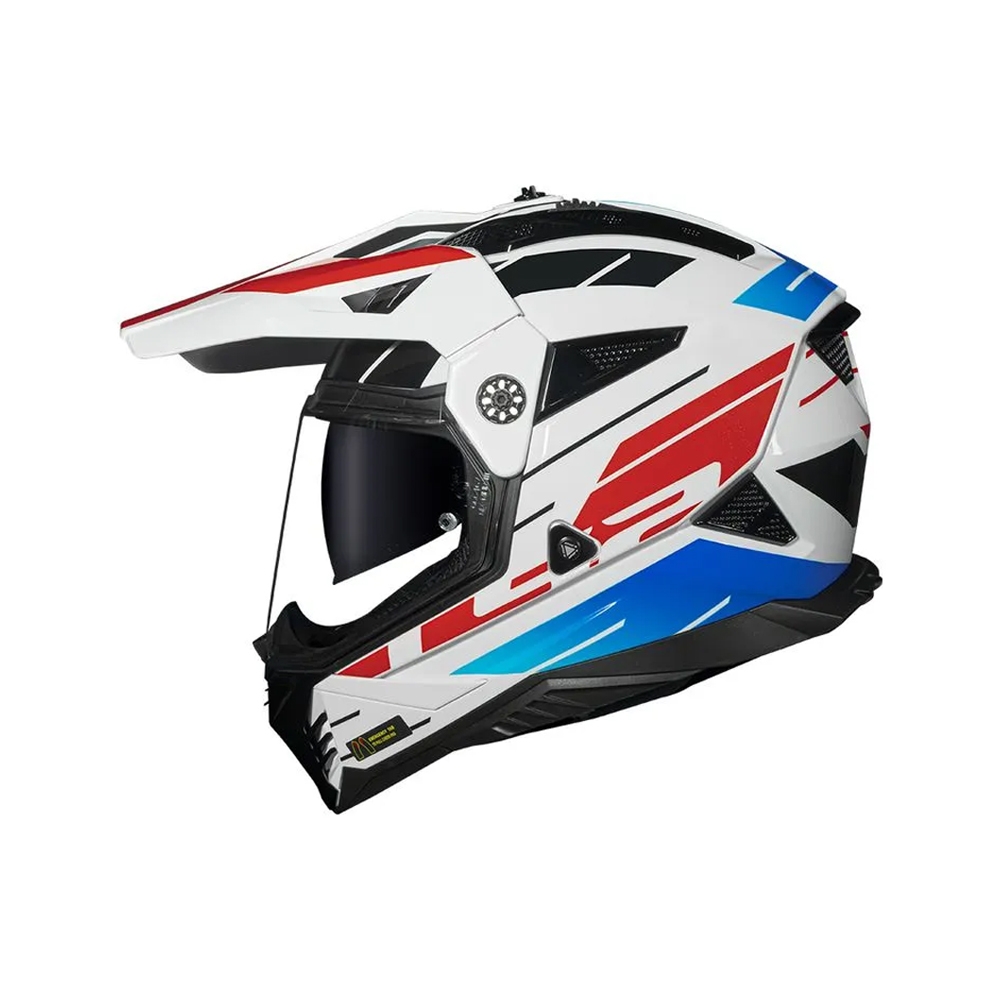 Capacete LS2 MX702 Pioneer II - Namib Branco Azul Vermelho