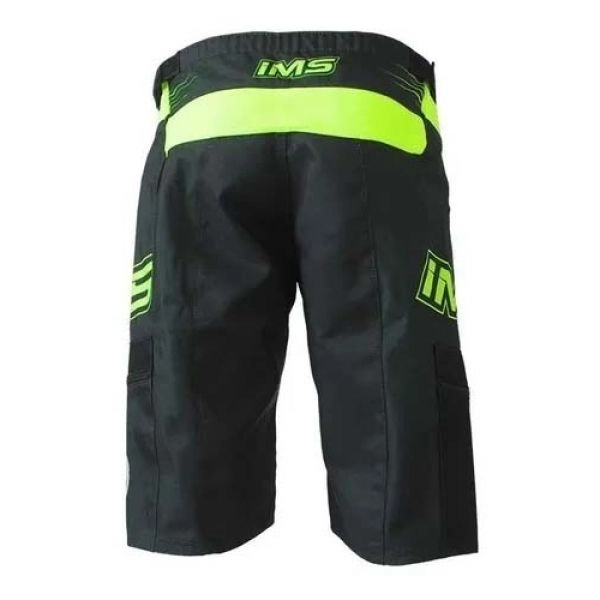 Bermuda IMS Downhill com Bolso - Preto/Amarelo Fluo