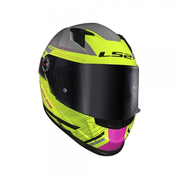 Capacete LS2 FF358 Classic S - Digital Preto Amarelo Rosa