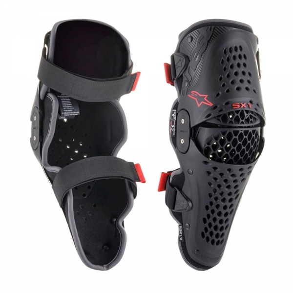 Alpinestars SX-1 V2 Knee Protectors – Black/Red Motocross Off-Road Guards