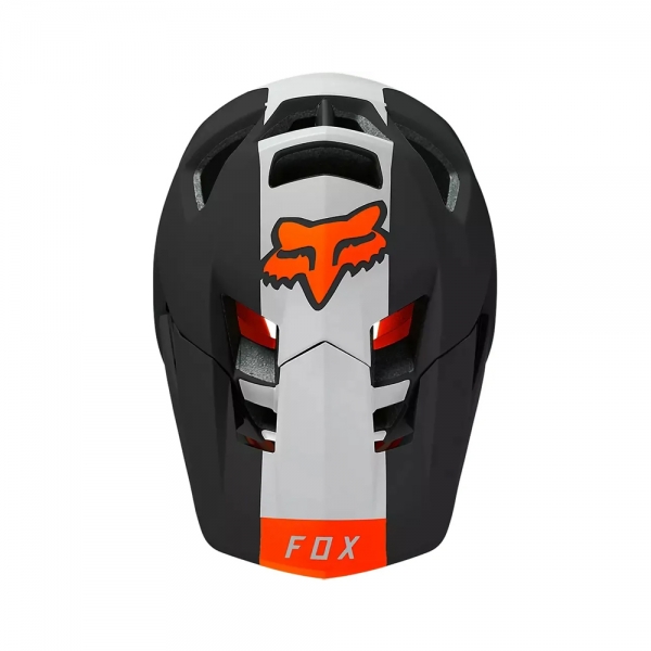 Capacete Fox Full Face Profame - Blocked Preto Branco Laranja
