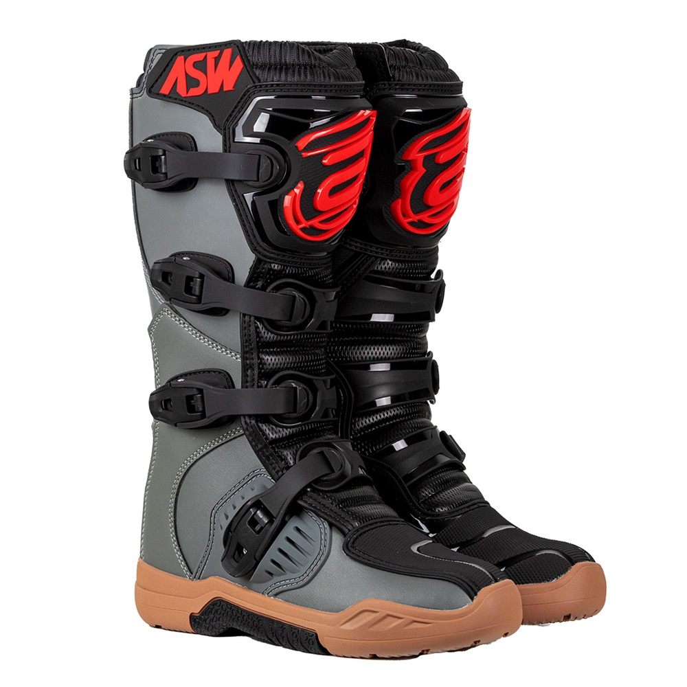 Bota ASW Image Enduro - Preto Cinza Vermelho