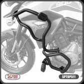 Protetor de Motor e Carenagem com Pedaleira Scam Triumph Tiger 900 - Preto
