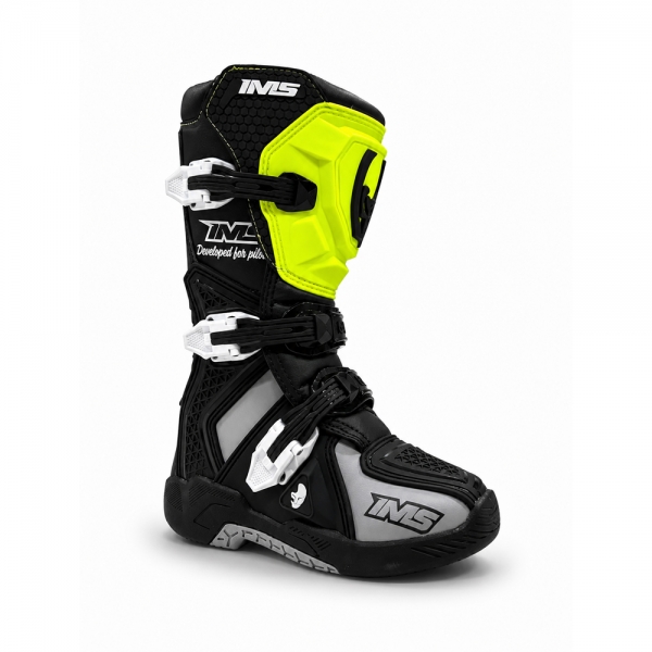 Bota IMS Robust Infantil Trilha Motocross - Preto Fluor Cinza