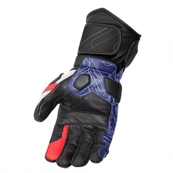 Luva X11 Racer 2 Couro Com Protetor Azul Vermelho Branco