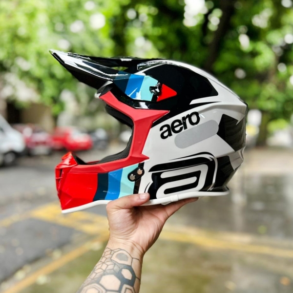 Capacete ASW R3 - Sync Branco Preto Vermelho