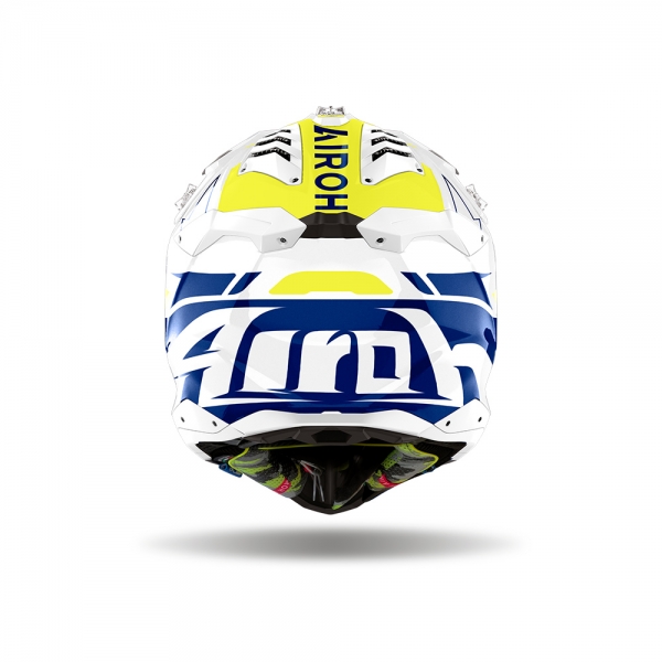 Capacete Airoh Aviator 3 - Spin 3 Yellow Blue Gloss