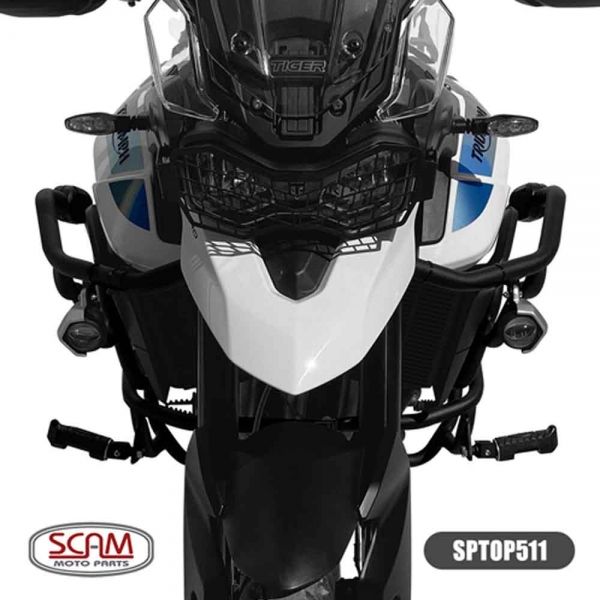 Protetor de Motor e Carenagem com Pedaleira Scam Triumph Tiger 900 - Preto