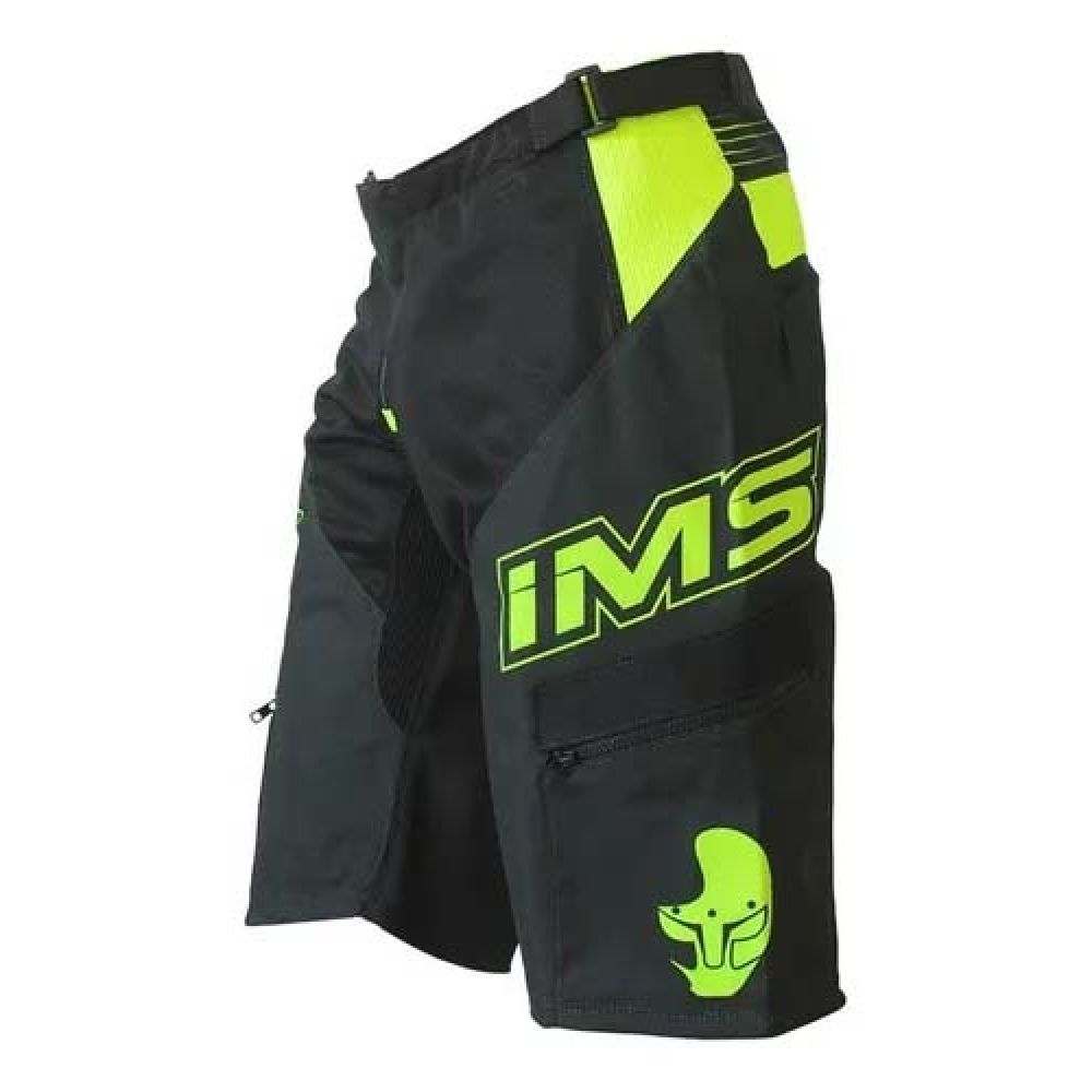 Bermuda IMS Downhill com Bolso - Preto/Amarelo Fluo