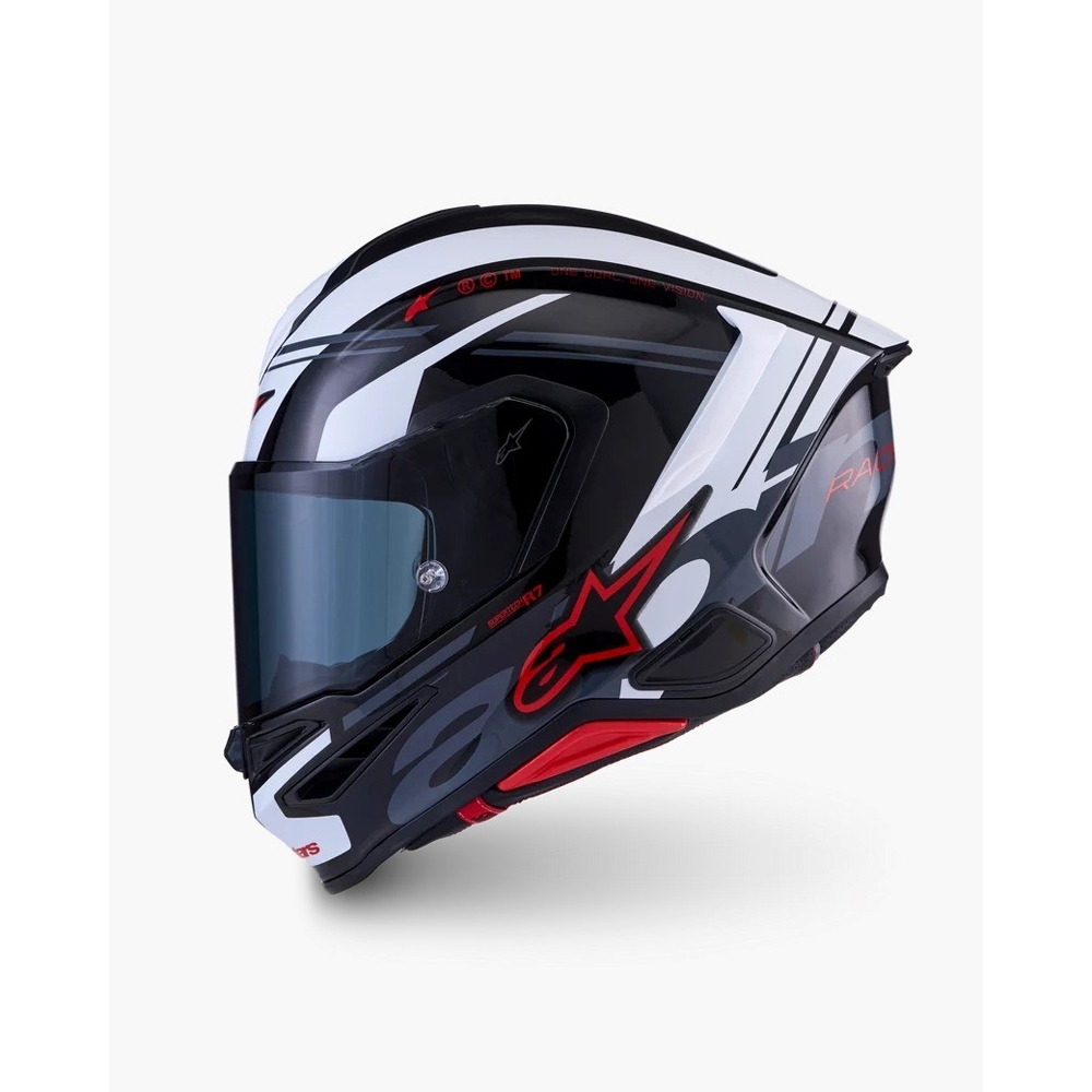 Capacete Alpinestars Sr7 A-Core Preto Branco Vermelho - 60