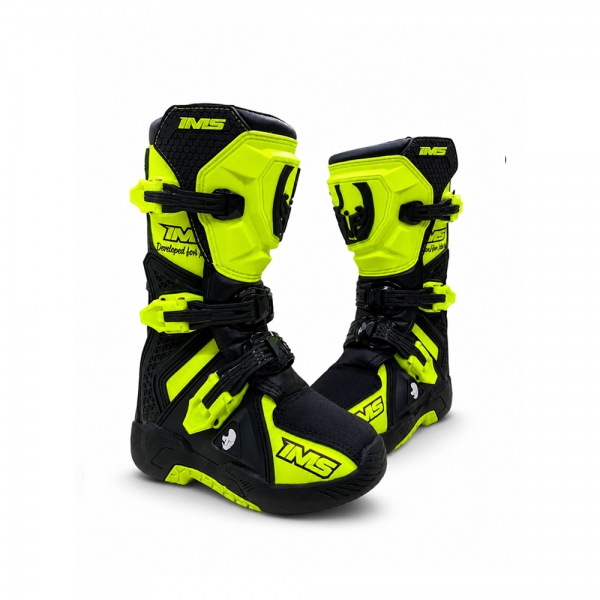 Bota IMS Robust Infantil Trilha Motocross - Preto Fluor